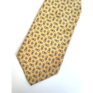 Brooks Brothers Makers Silk Tie Yellow Blue 3.5" Preppy Business Classic Sprin